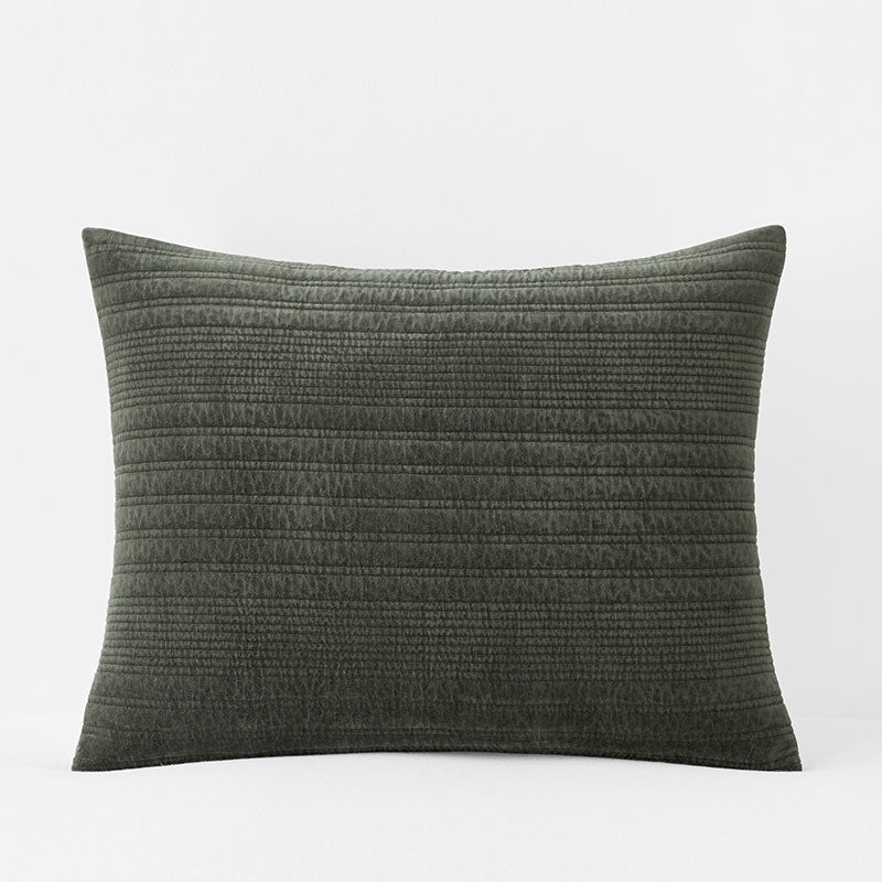 Line Stitch Velvet Quilted Sham - Olive, Standard
