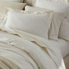 Jacquard Leaf Yarn-Dyed Premium Smooth Supima® Cotton Wrinkle-Free Sateen Bed Sheet Set - Ivory, Full