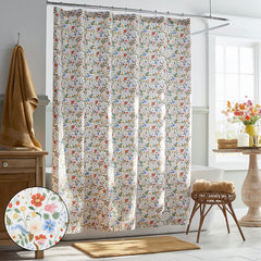 Strawberry Fields Classic Cool Cotton Percale Shower Curtain - White Multi