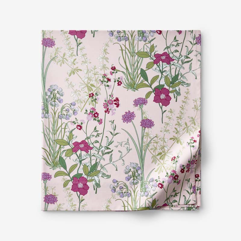 Bloom Meadow Classic Smooth Sateen Flat Bed Sheet - Blush, Full