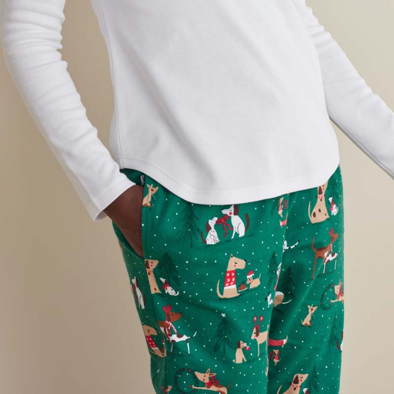 Family Flannel Women's Jogger Pants Pajama Set - Holiday Pups, M