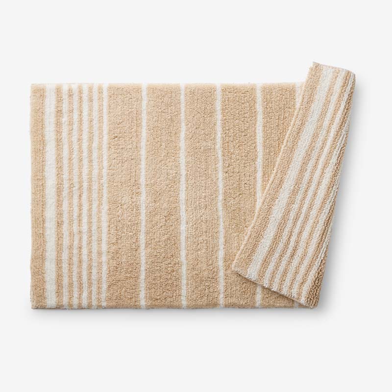 Plush Spa Stripe Bath Rug - Dark Antique Beige, 24 in. x 40 in.