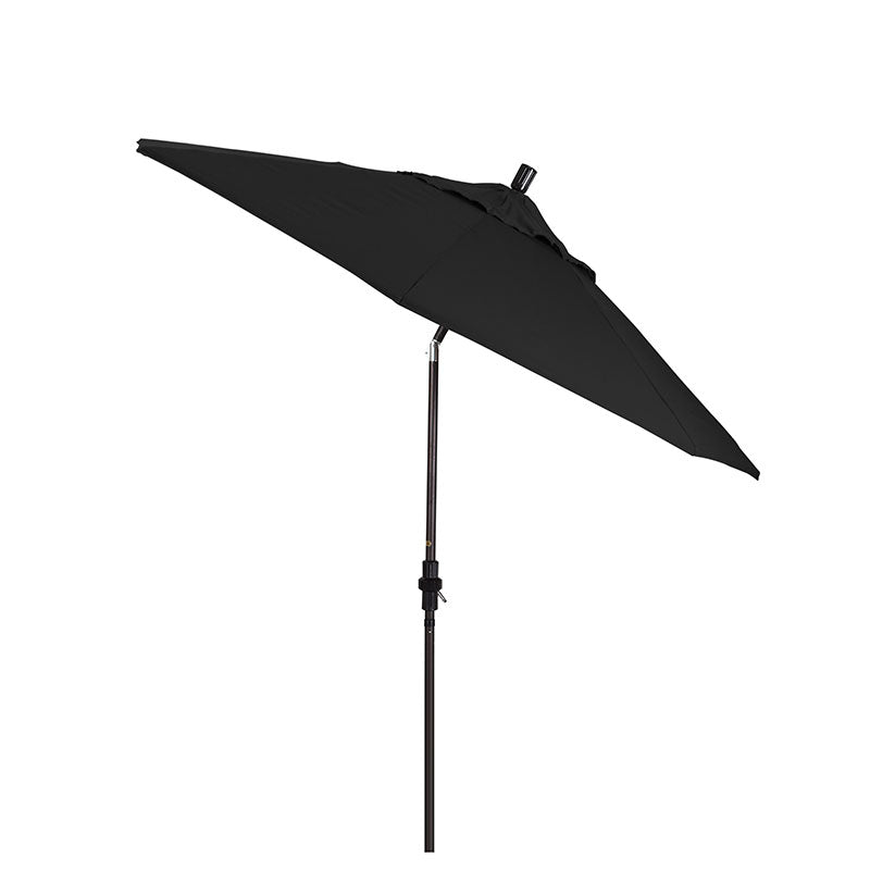 Round Outdoor Patio Umbrella, Fiberglass with Twist Tilt - Bronze Finish, Black, 9'