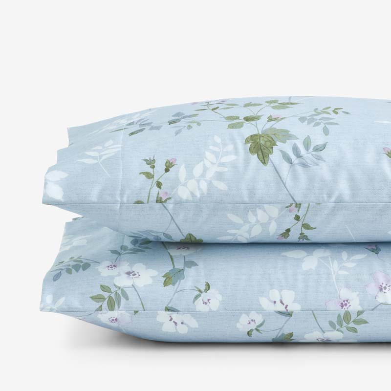 Wispy Meadow Premium Smooth Wrinkle-Free Sateen Pillowcase Set - Blue Multi, Standard