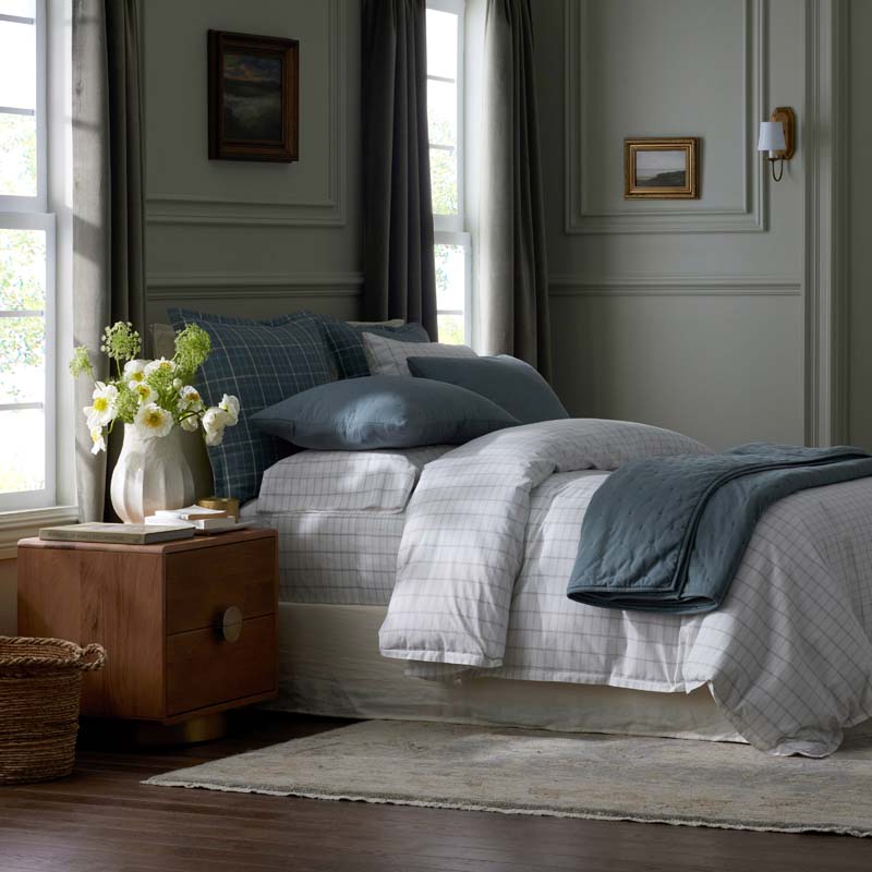 Yarn-Dyed Plaid Garment Washed Cotton Percale Comforter Set - Ivory Multi, King/Cal. King