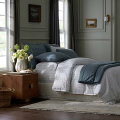 Yarn-Dyed Plaid Garment Washed Cotton Percale Comforter Set - Ivory Multi, Full/Queen