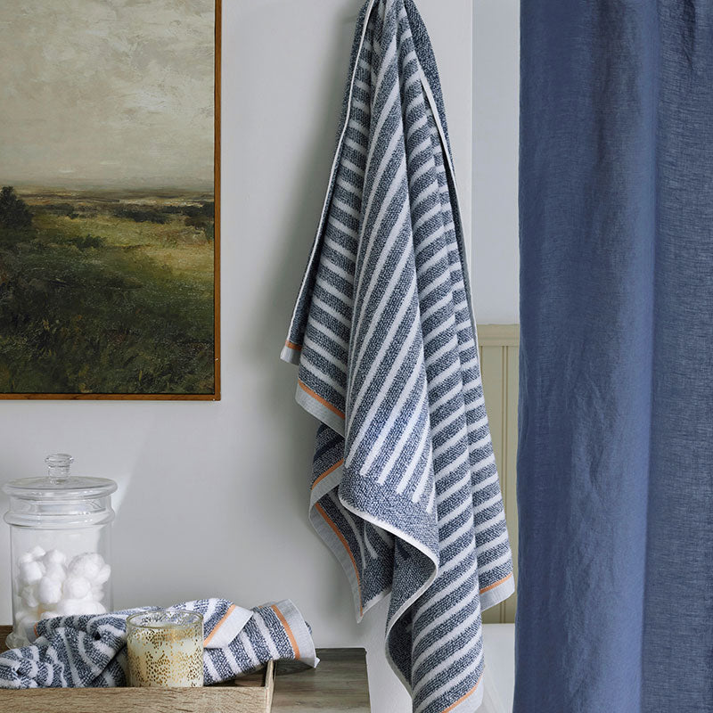 Mélange Stripe Reversible Cotton Hand Towel - Smoke Gray