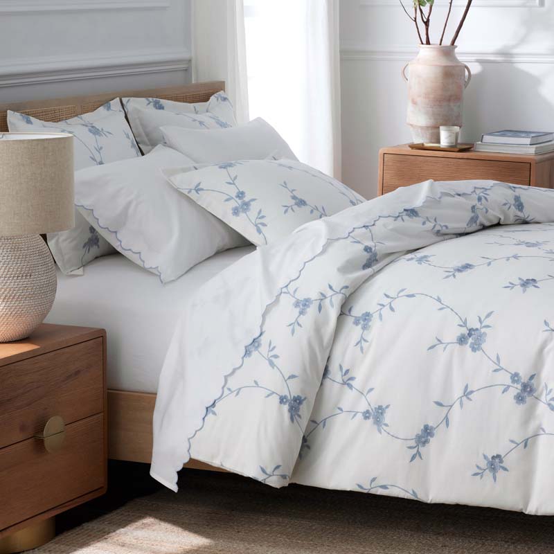 Brinda Floral Duvet Cover - White, Twin/Twin XL