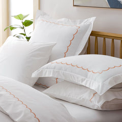 Scallop Embroidered Premium Cool Egyptian Percale Sham - Melon, Standard