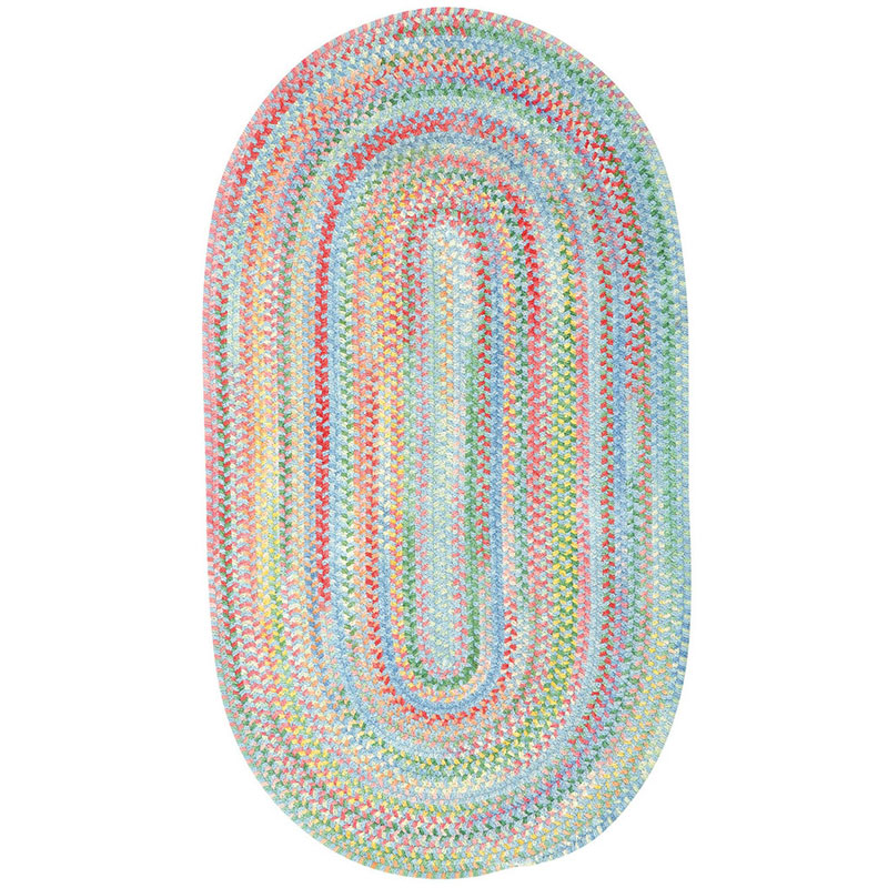 Garden Stripe Reversible Braided Cotton Rug - Blue, 4' x 6' Oval