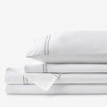 Dorset Stripe Luxe Smooth Egyptian Cotton Sateen Bed Sheet Set - Gray, Cal King