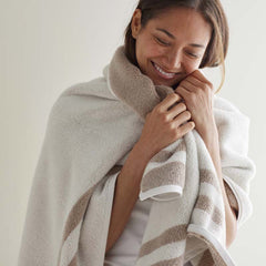 Mirage Aegean Cotton Reversible Stripe Bath Towel - Ecru