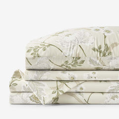 Tranquil Blossom Premium Smooth Wrinkle-Free Sateen Bed Sheet Set - Antique Beige, Full
