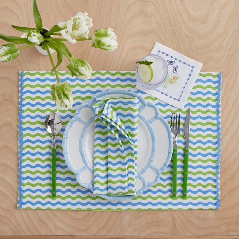 Arienna Wave Napkins, Set of 4 - Green Multi