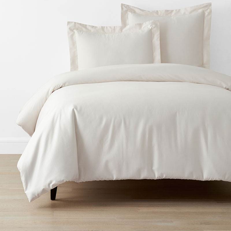Classic Smooth Sateen Solid Duvet Cover - Ivory, King/Cal King