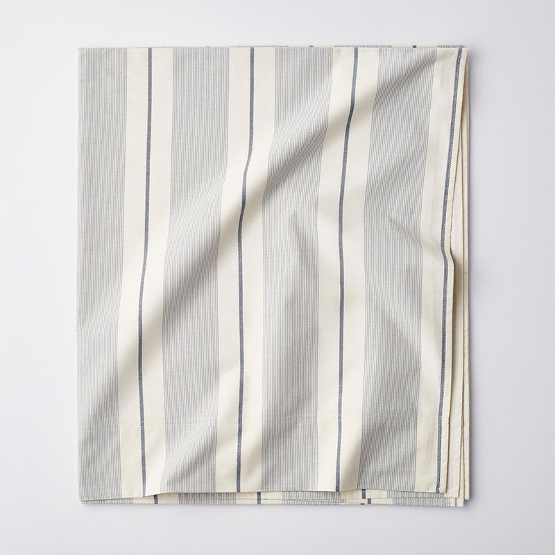 Tailored Stripes and Plaids Classic Cool Cotton Percale Flat Bed Sheet - Wide Stripe Navy, Twin/Twin XL