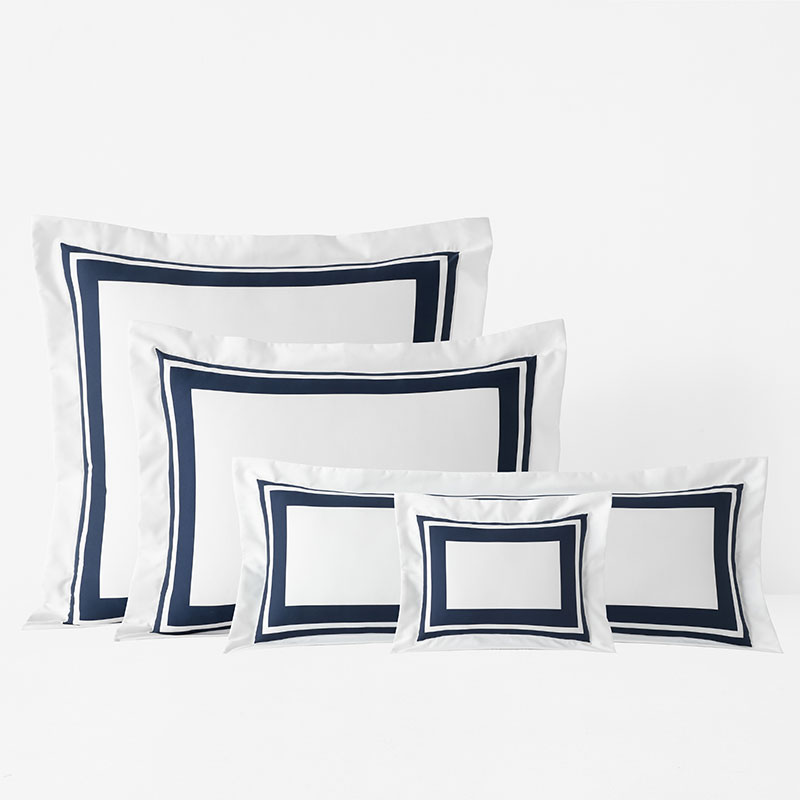 Double Border Premium Smooth Supima® Cotton Wrinkle-Free Sateen Sham - Navy, Standard