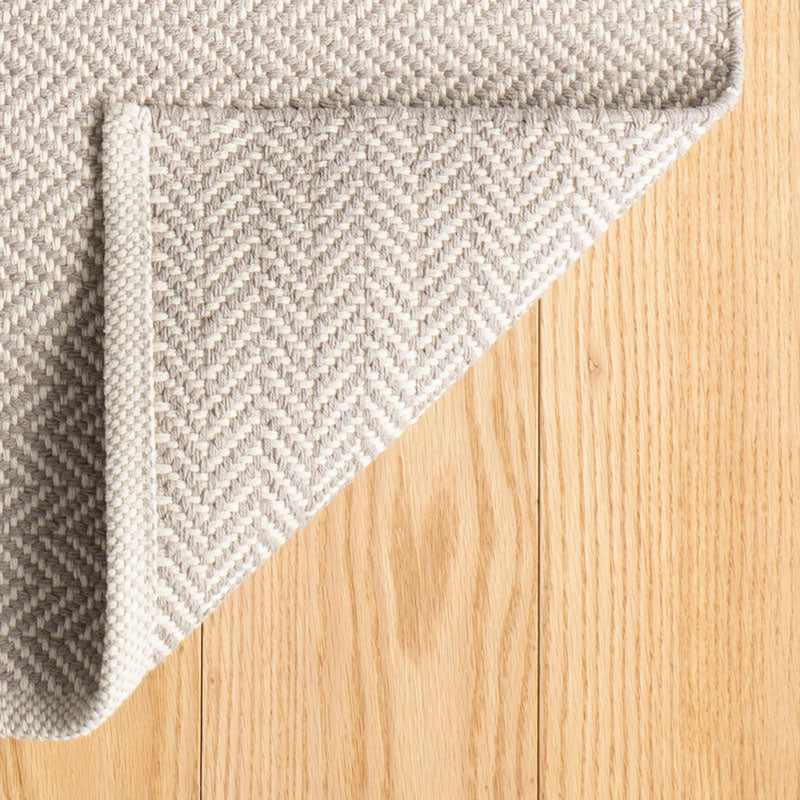 Herringbone Handwoven Cotton Rug - Dove Gray, 6' x 9'