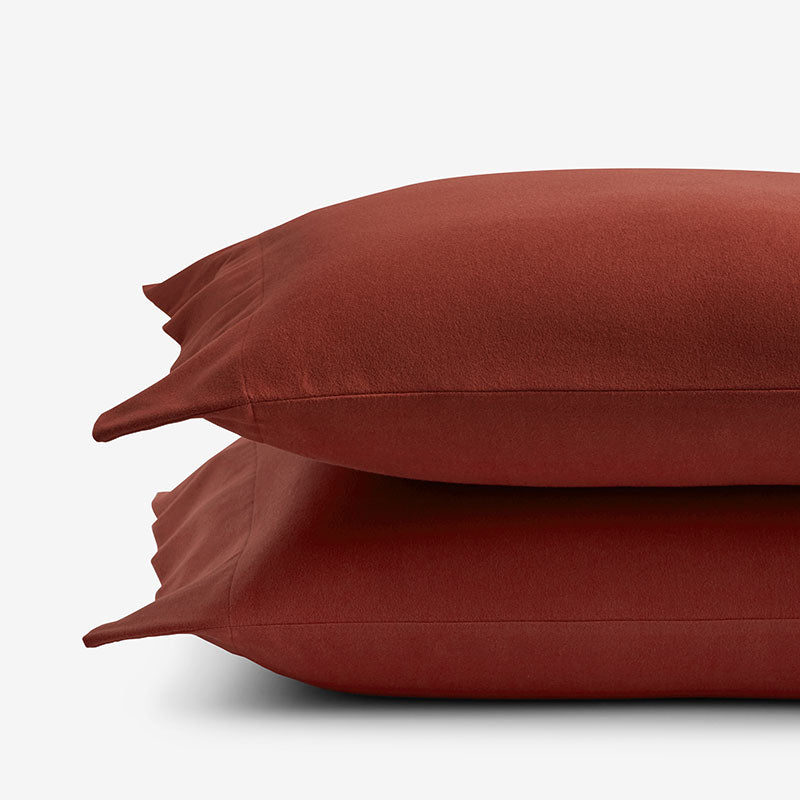 Classic Ultra-Cozy Cotton Velvet Flannel Pillowcase Set - Rust, Standard