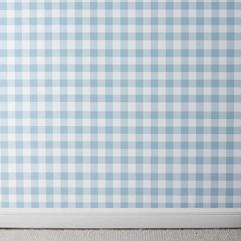 Ditsy Gingham Removable Wallpaper - Blue, Swatch