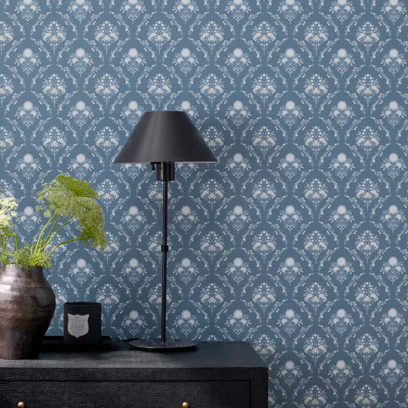 Floral Medallion Removable Wallpaper - Blue, Swatch