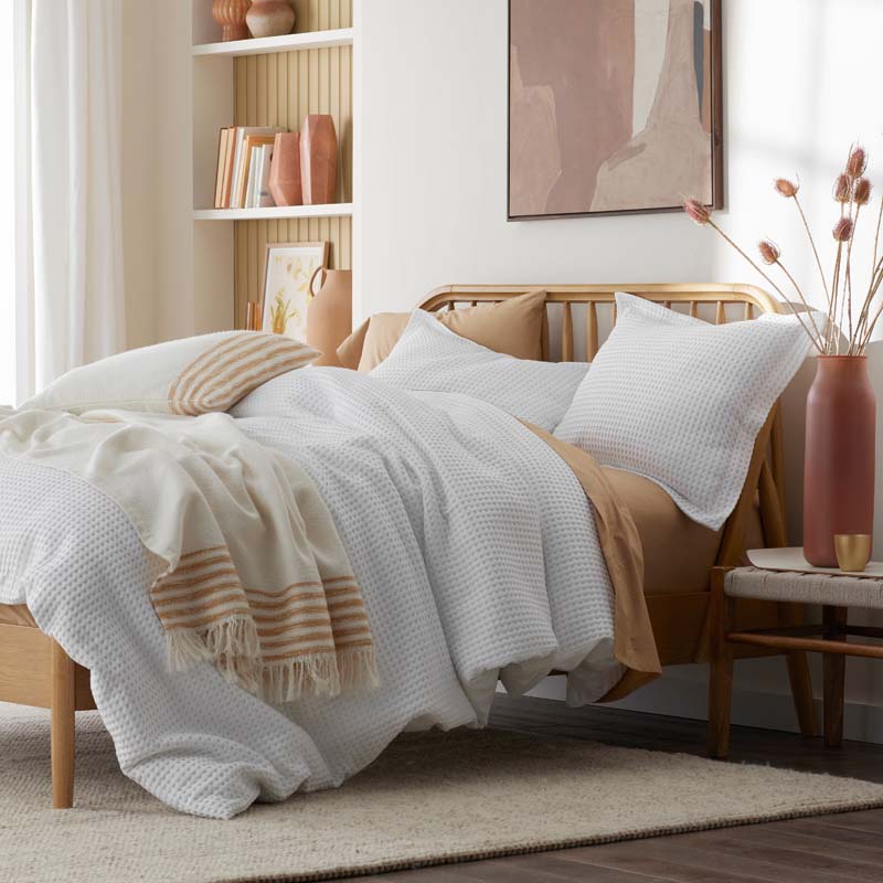 Waffle Sham - White, Euro