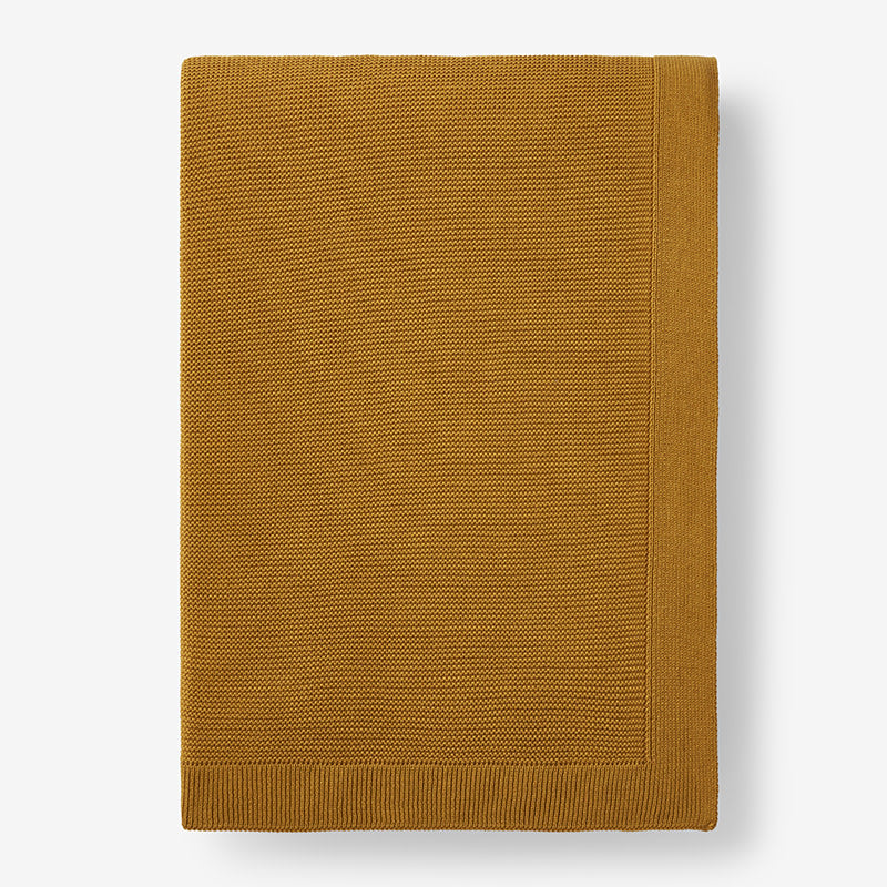 Classic All Season Breathable Cotton Knit Blanket - Gold, Full/Queen