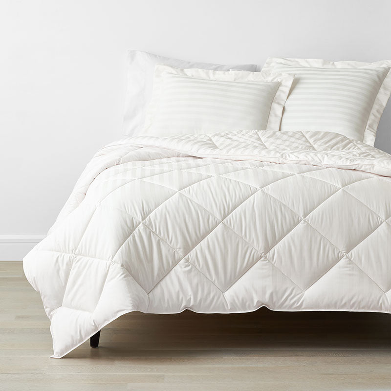 Dobby Stripe Classic Smooth Wrinkle-Free Sateen Comforter - Cream, Full/Queen