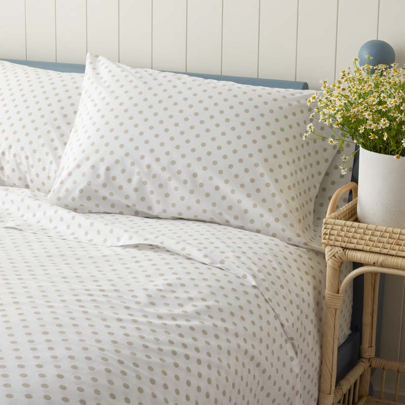 Isadora Classic Cool Cotton Percale Bed Sheet Set - Dot, Twin