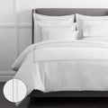 Dorset Stripe Luxe Smooth Egyptian Cotton Sateen Duvet Cover - Gray, Oversized Queen