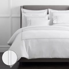 Dorset Stripe Luxe Smooth Egyptian Cotton Sateen Duvet Cover - Gray, Full