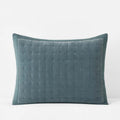 Tufted Stitch Velvet Quilted Sham - Mineral Blue, King