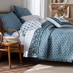 Suhana Reversible Ruffle Quilted Sham - Blue, King