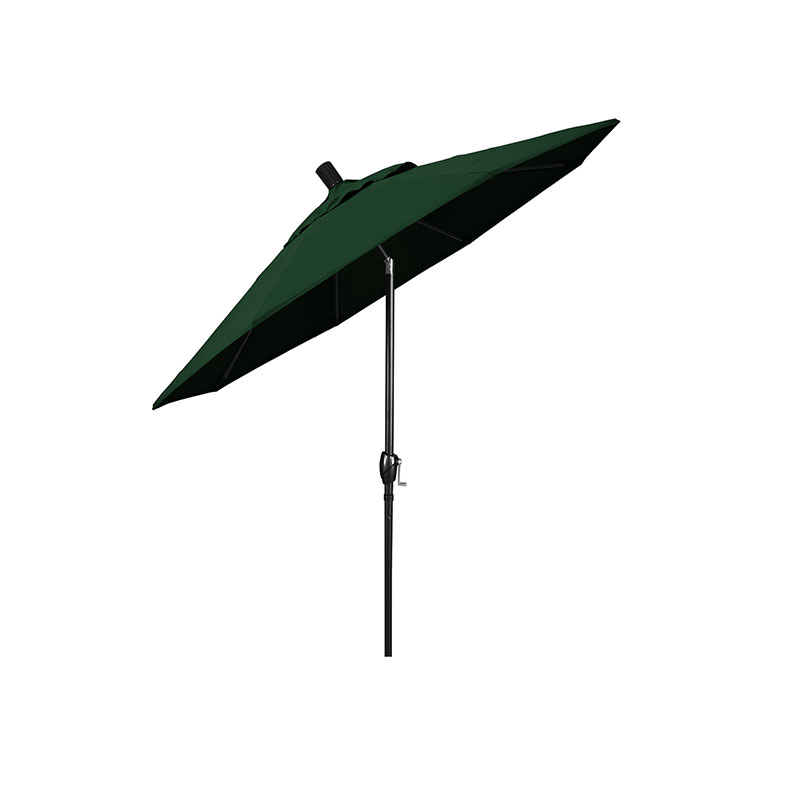 6' Round Outdoor Patio Umbrella, Aluminum with Push Button Tilt - Black Finish, Forest Green