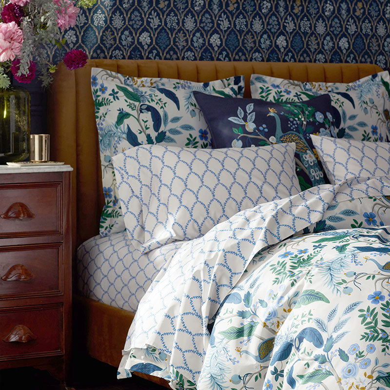 Peacock Classic Smooth Sateen Duvet Cover - Ivory Multi, Full