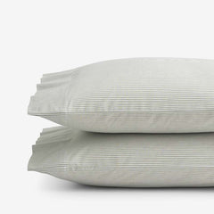 Classic Stripes and Plaids Cool Yarn-Dyed Cotton Percale Pillowcase Set - Stripe Green, King