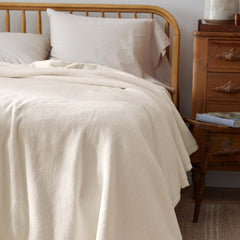 Cotton/Acrylic Fleece Blanket - Ivory, Full/Queen