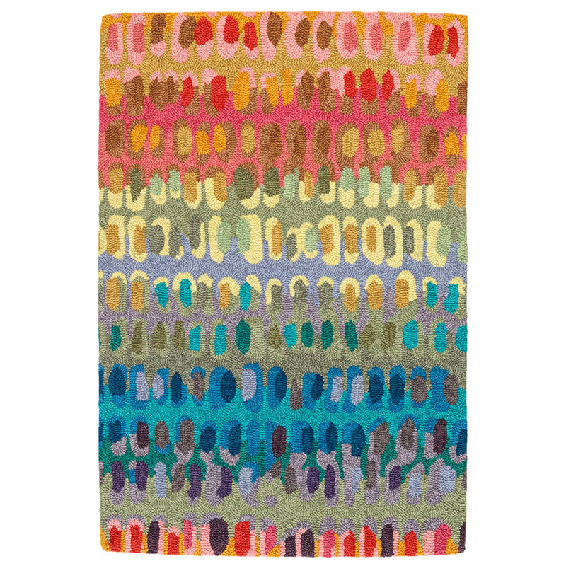 Paint Chip Hand Hooked Wool Rug - Multi, 2' 6" x 8' Runner