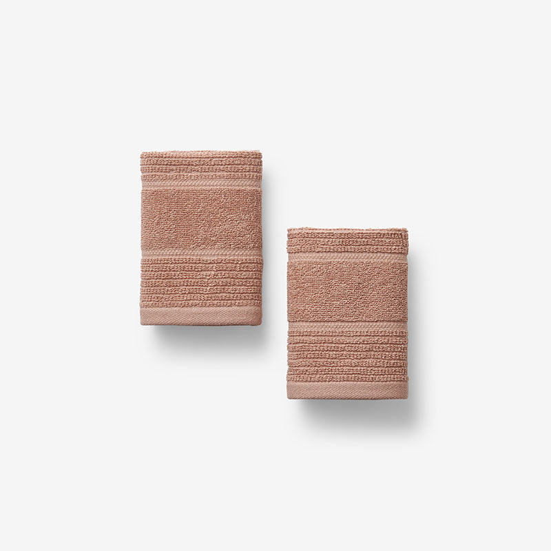 Textured Stripe Washcloths, Set of 2 - Dusted Clay