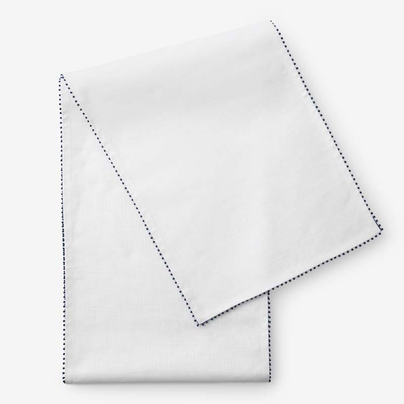 Pom Fringe Table Runner - Blue, 16 in. x 90 in.