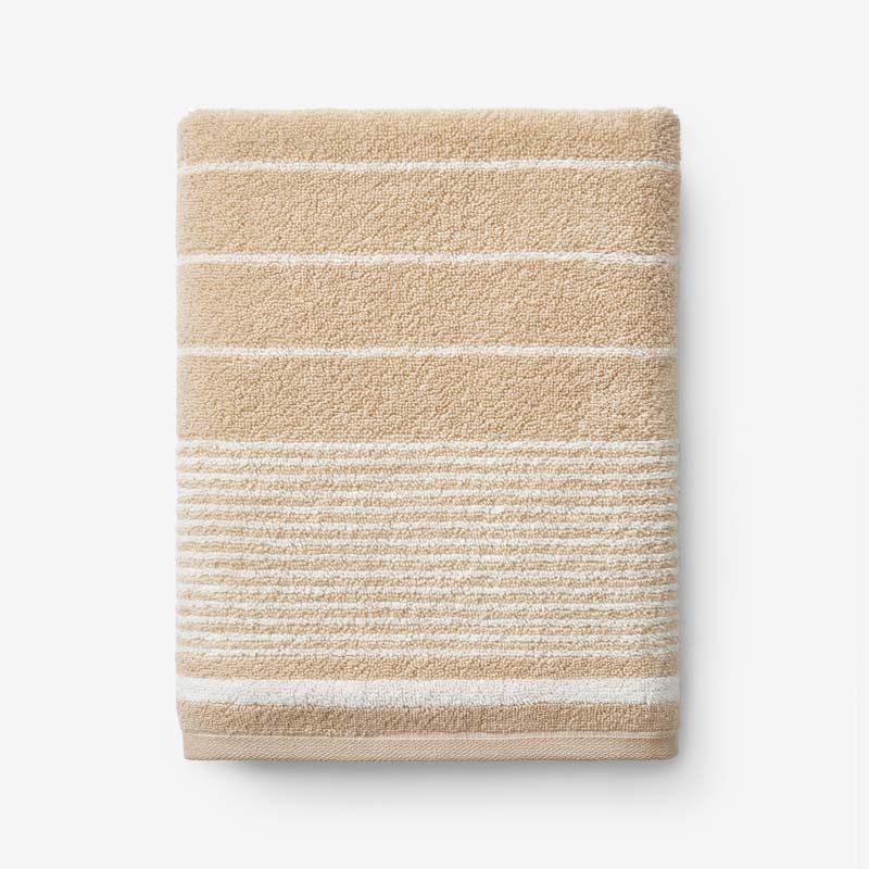 Plush Spa Stripe Bath Towel - Light Antique Beige