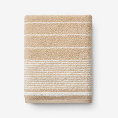 Plush Spa Stripe Bath Towel - Light Antique Beige