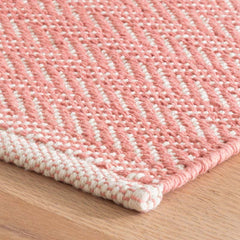 Herringbone Handwoven Cotton Rug - Coral, 4' x 6'