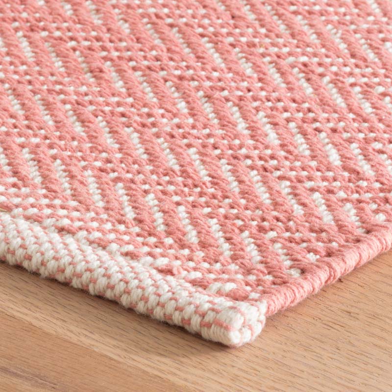 Herringbone Handwoven Cotton Rug - Coral, 2' x 3'