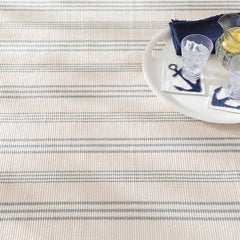 Swedish Stripe Handwoven Cotton Rug - Blue, 2' x 3'