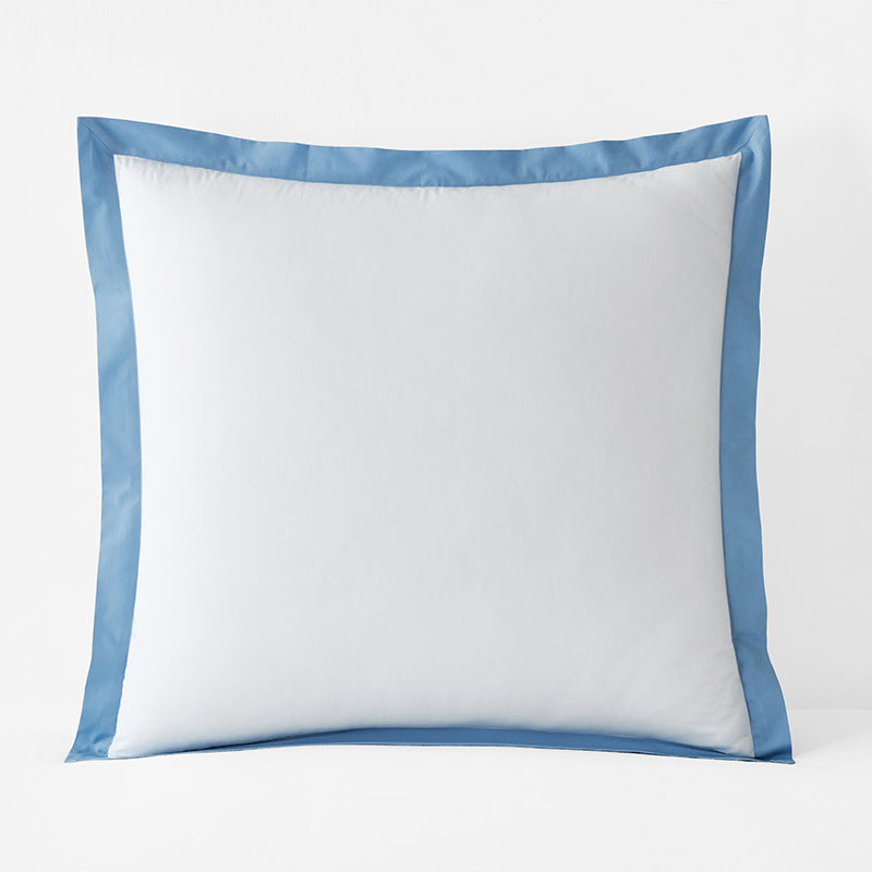 Solid Border Classic Cool Cotton Percale Sham - Porcelain Blue, Euro