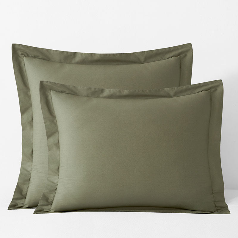 Classic Cool Cotton Percale Sham - Olive Green, Euro