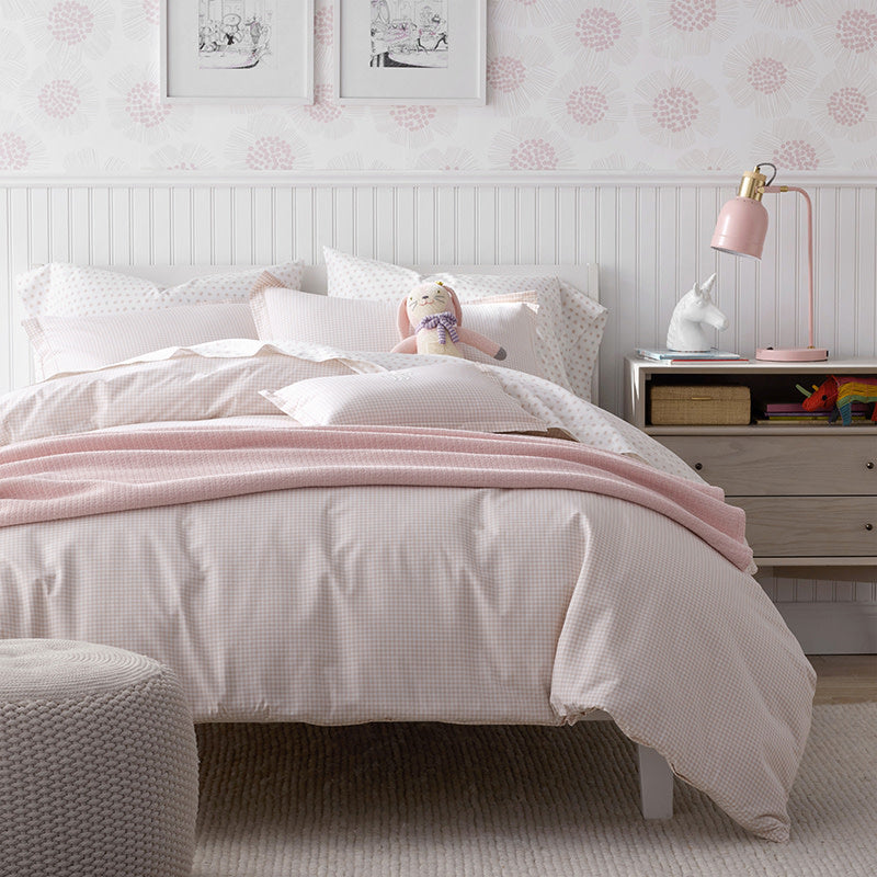 Ditsy Gingham Classic Cool Organic Cotton Percale Sham - Pink, Standard