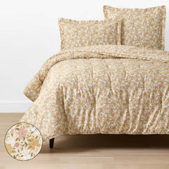 Joyful Floral Classic Smooth Sateen Comforter - Gold, Full/Queen