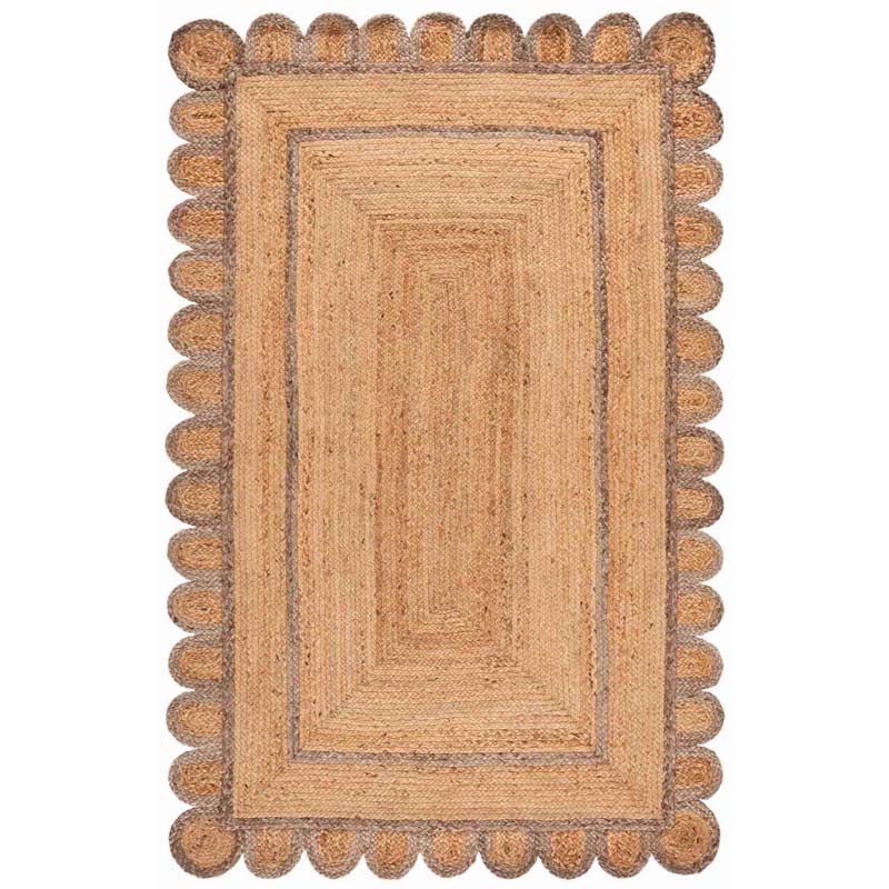 Scallop Border Handwoven Jute Rug - Gray, 5' x 8'